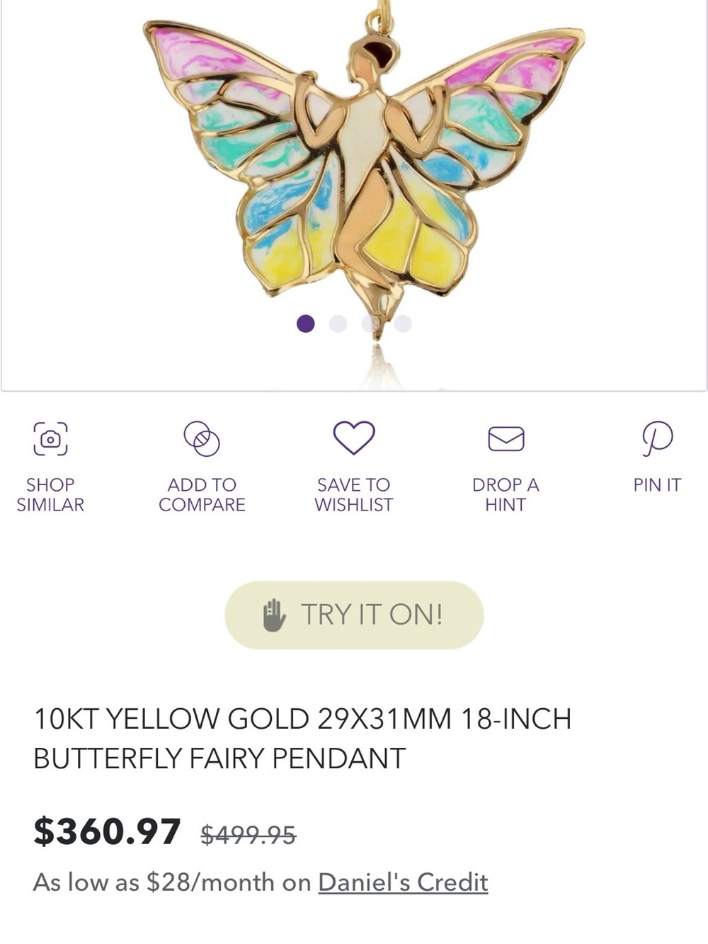 10KT Yellow Gold Butterfly Fairy Pendant Necklace - Daniel’s Jewler
